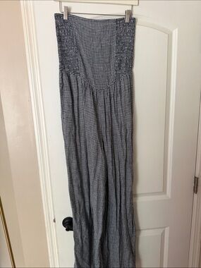 Aerie Black & White Gingham Wide-Leg Jumpsuit